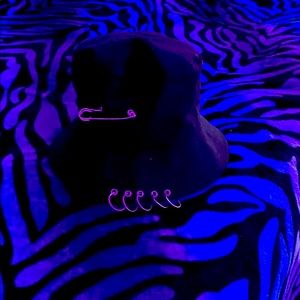 A black bucket hat